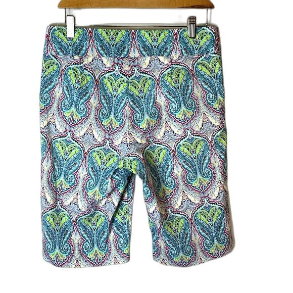 Coconut Row Palm Beach Multicolor Paisley Tummy Slimming Bermuda Shorts Size 12 - Picture 5 of 15